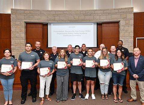 Picture of the Public Safety graduates at the Village Board Meeting