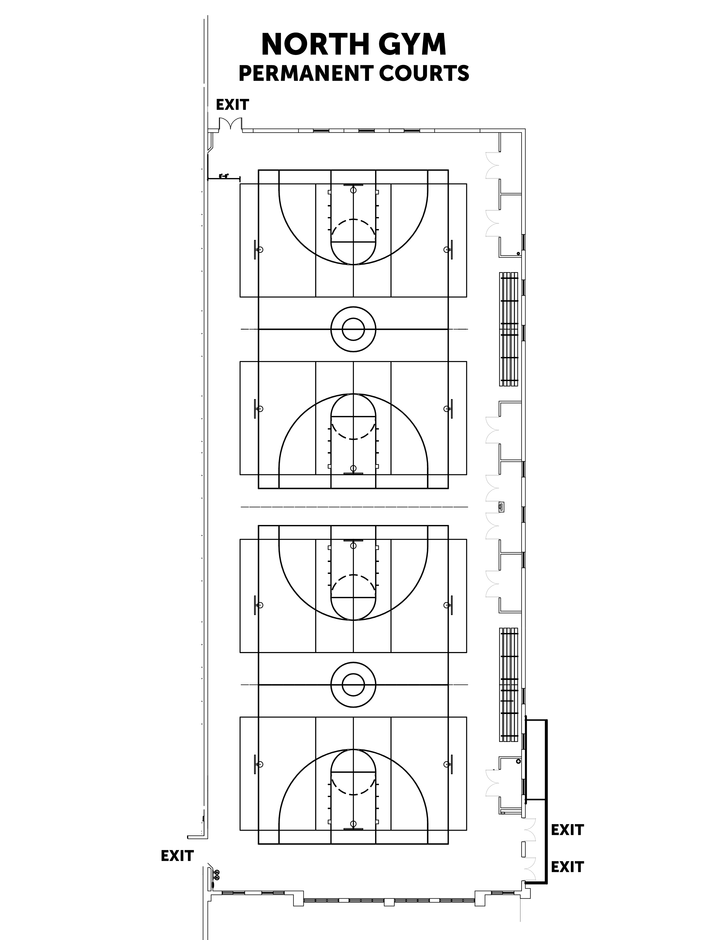 North Gym Layout at the Romeoville Athletic & Event Center