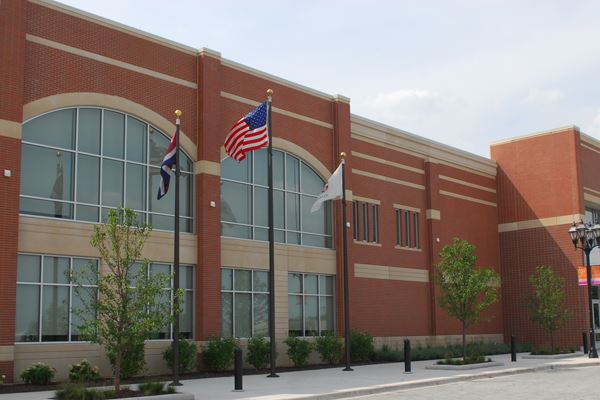 Romeoville Athletic and Event Center Exterior and Flags