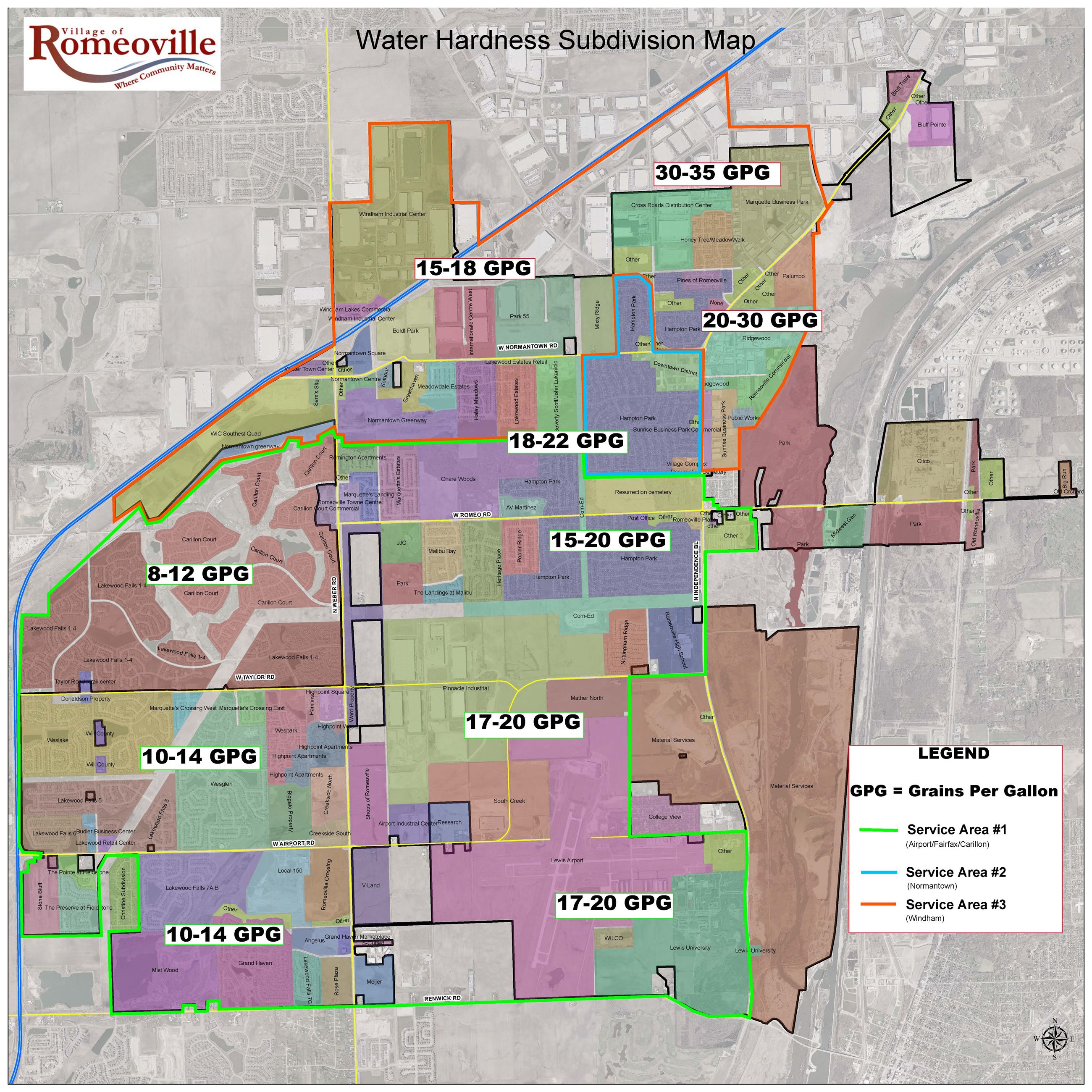 Water Hardness Subdivision Map