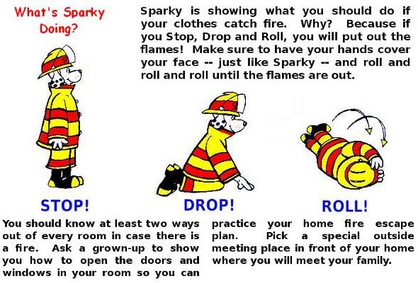 Sparky the Dog Explains Stop Drop and Roll