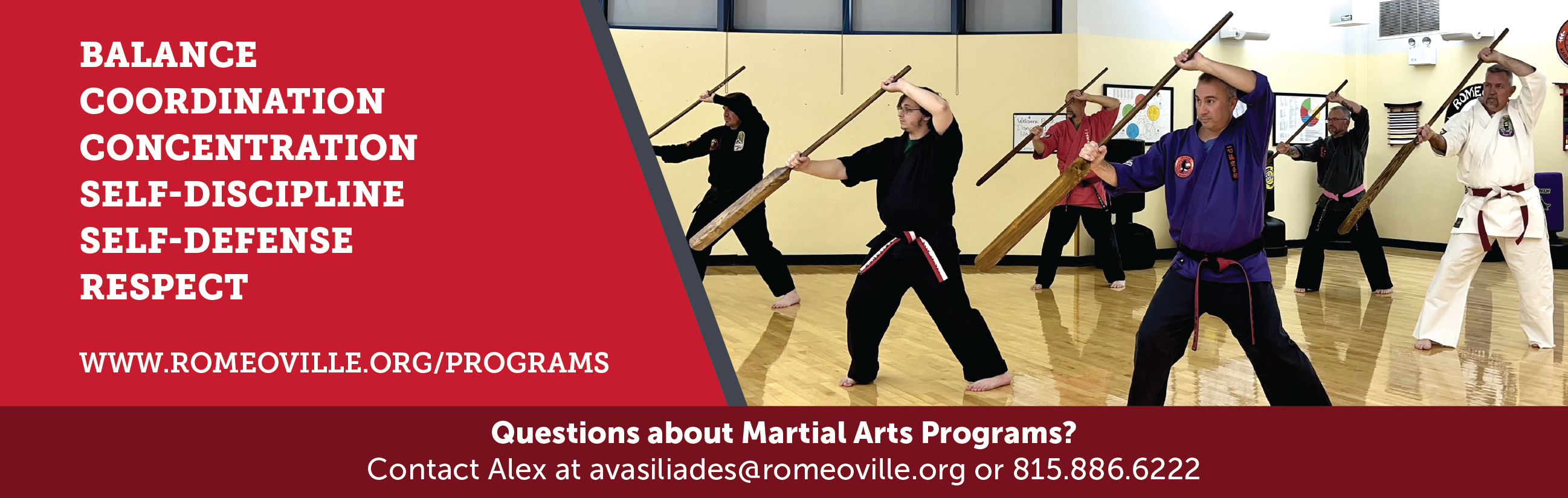 Martial Arts Programs featuring students in unforms working on their skills