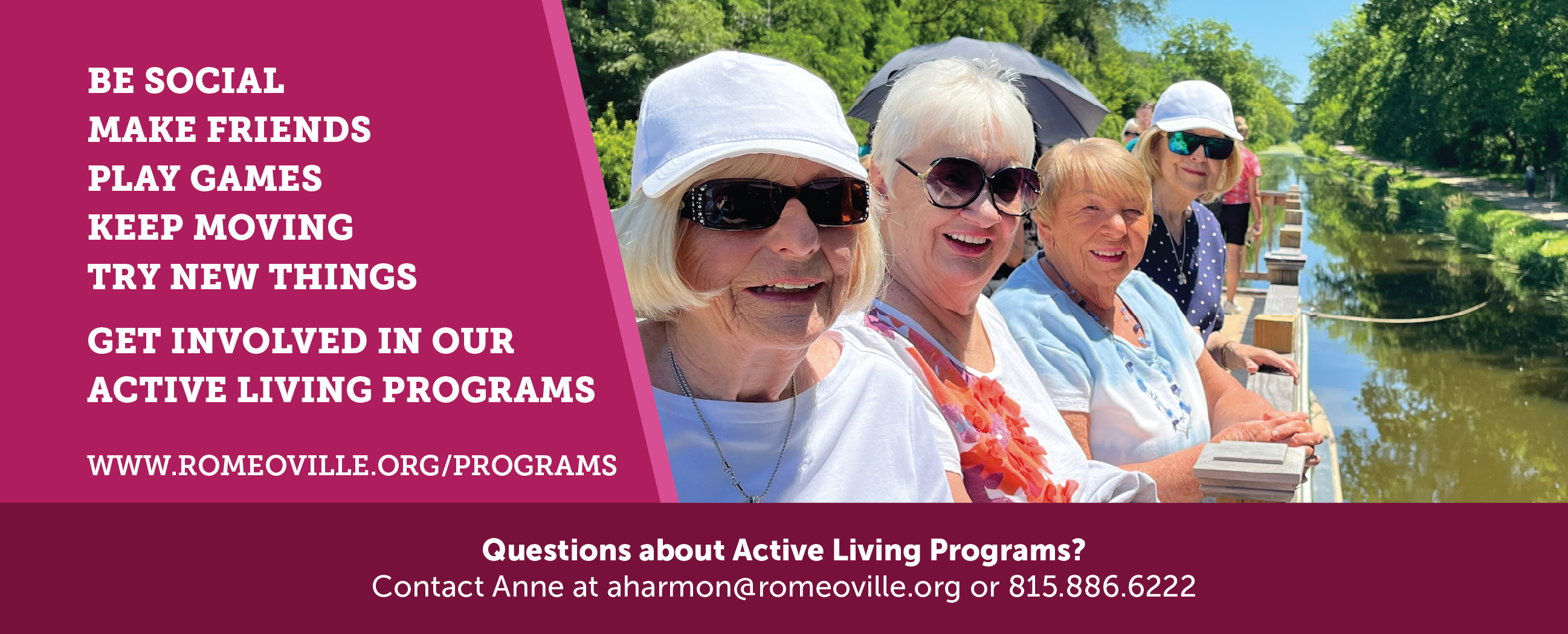 Active Living  with a group of ladies outside on a boat ride
