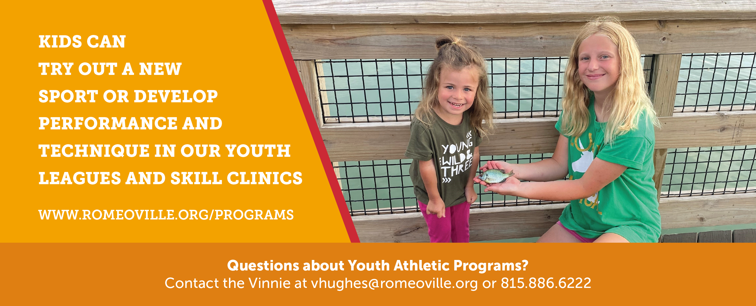 Youth Athletics with two young girls holding up a fish from our learn to fish program