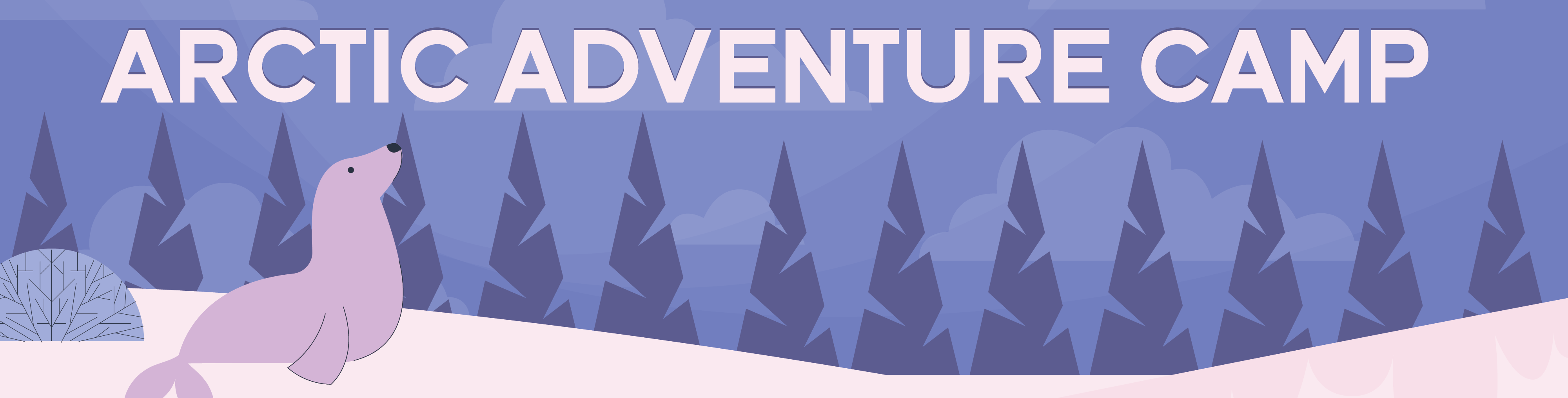 Arctic Adventure Camp with illustration of seal in wintery scene